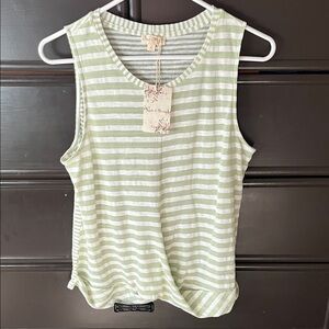 Hem & Thread Green & White Striped Tank Top